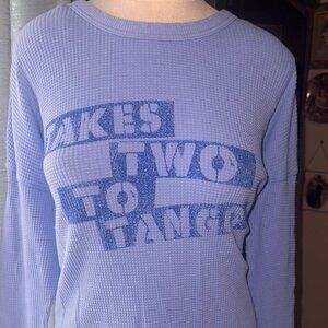 Womens OFFLINE MEDIUM Long Sleeve blue WAFFLE WEAVE IT TAKES TWO TO TANGLE SHIRT